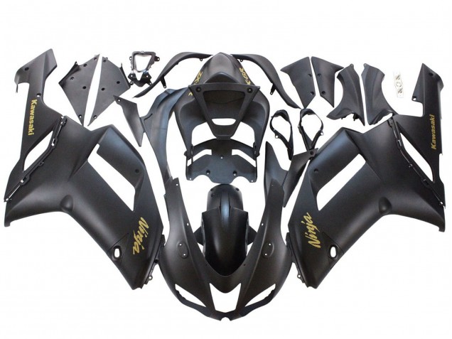 Carenado Moto Kawasaki ZX6R 2007-2008 - Negro Mate Amarillo Logo Ninja