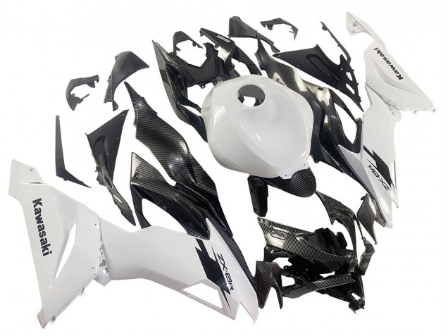 Carenado Moto Kawasaki ZX6R 2019-2022 - Blanco Negro FibraCarbono