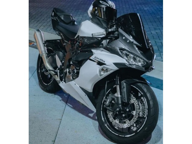 Carenado Moto Kawasaki ZX6R 2019-2022 - Blanco Negro FibraCarbono