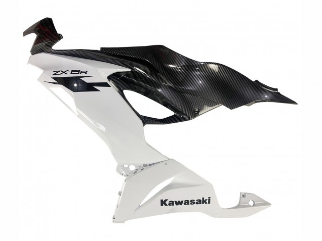 Carenado Moto Kawasaki ZX6R 2019-2022 - Blanco Negro FibraCarbono