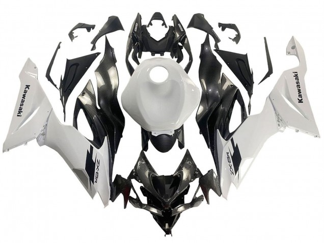 Carenado Moto Kawasaki ZX6R 2019-2022 - Blanco Negro FibraCarbono
