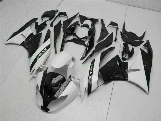 Carenado Moto Kawasaki ZX6R 2009-2012 - Negro Brillante Blanco