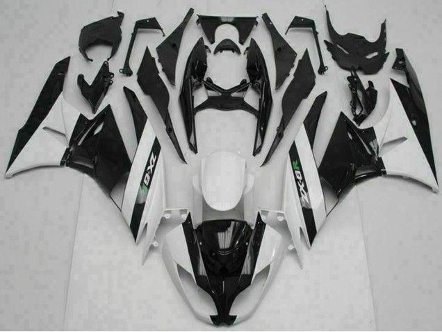 Carenado Moto Kawasaki ZX6R 2009-2012 - Negro Brillante Blanco