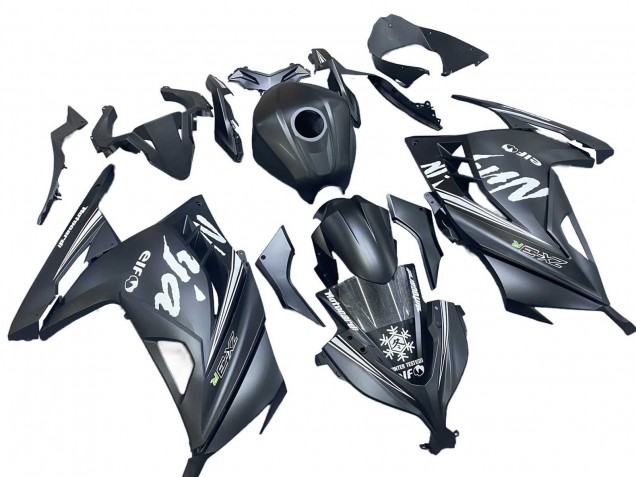 Carenado Moto Kawasaki EX300 2013-2024 - Negro Mate Blanco Elf Nieve