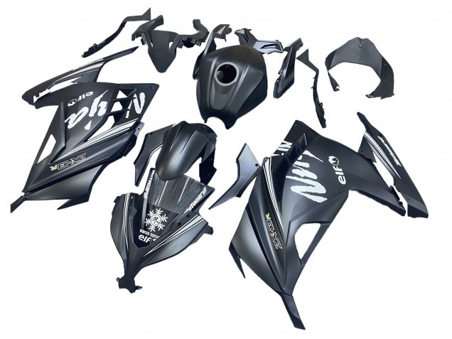 Carenado Moto Kawasaki EX300 2013-2024 - Negro Mate Blanco Elf Nieve