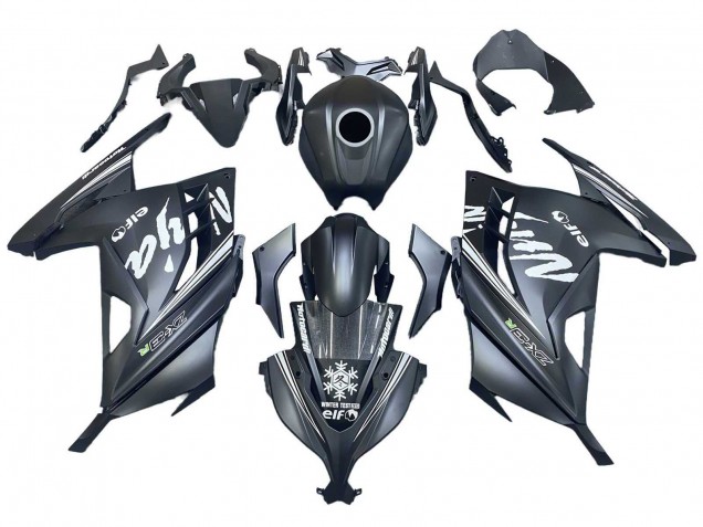 Carenado Moto Kawasaki EX300 2013-2024 - Negro Mate Blanco Elf Nieve