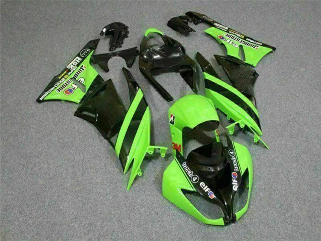 Carenado Moto Kawasaki ZX6R 2009-2012 - Verde Negro Brillante Elf Touch4 Bridgestone