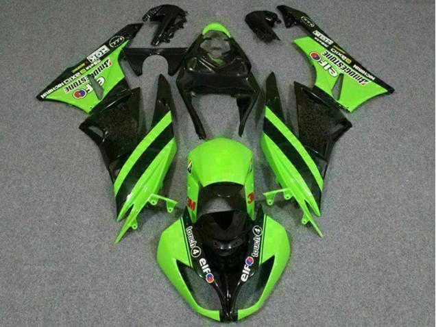 Carenado Moto Kawasaki ZX6R 2009-2012 - Verde Negro Brillante Elf Touch4 Bridgestone