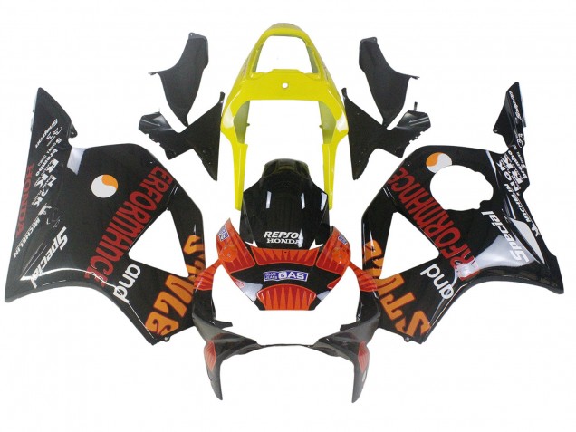 Carenado Moto Honda CBR900RR 954 2002-2003 - Amarillo Rojo Negro Brillante Repsol Rossi