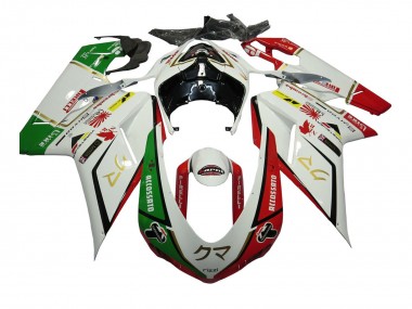 Carenado Moto Ducati 848/1098/1198 2007-2014 - Blanco Rojo Verde Accossato