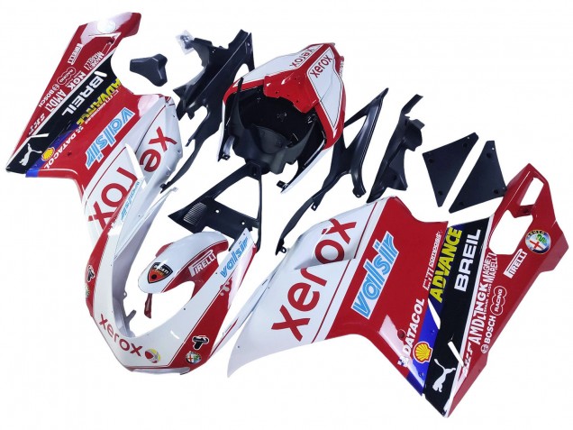 Carenado Moto Ducati 848/1098/1198 2007-2014 - Blanco Rojo Negro Brillante Valsir Xerox