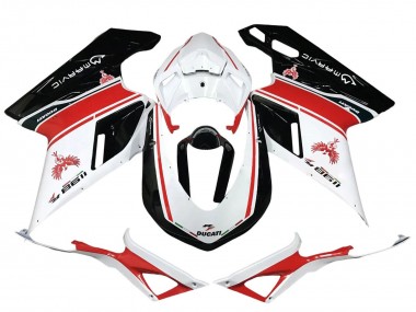 Carenado Moto Ducati 1198 2007-2014 - Blanco Rojo Negro Brillante