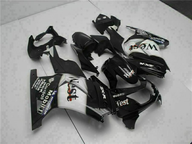 Carenado Moto Kawasaki EX250 2008-2012 - Negro Brillante Blanco West