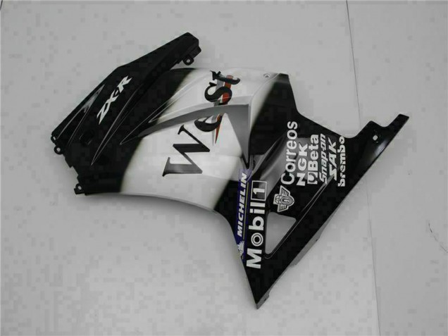 Carenado Moto Kawasaki EX250 2008-2012 - Negro Brillante Blanco West