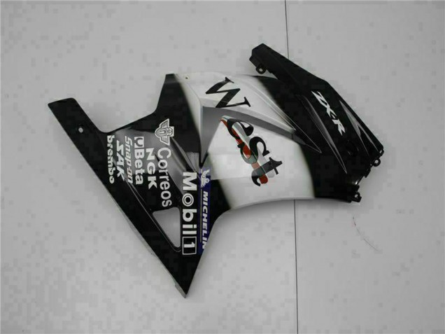 Carenado Moto Kawasaki EX250 2008-2012 - Negro Brillante Blanco West