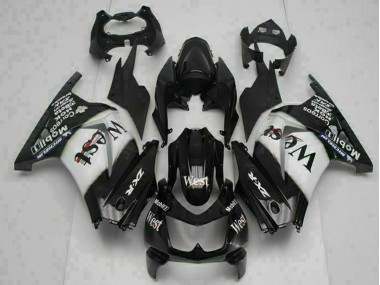 Carenado Moto Kawasaki EX250 2008-2012 - Negro Brillante Blanco West