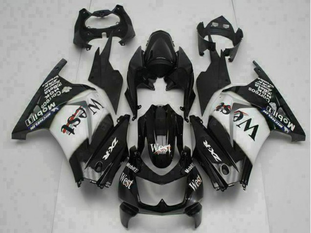 Carenado Moto Kawasaki EX250 2008-2012 - Negro Brillante Blanco West