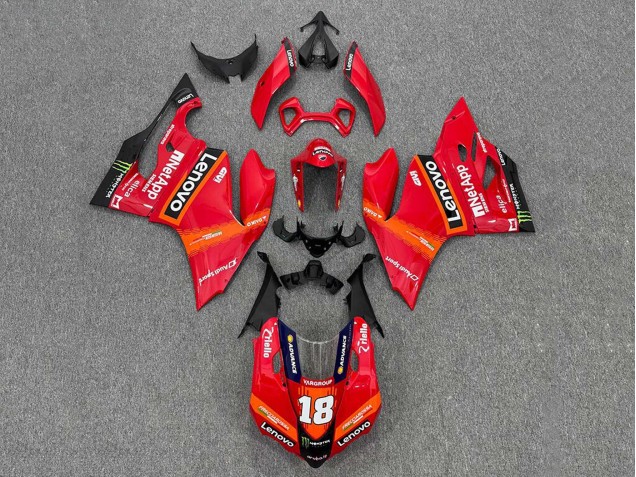 Carenado Moto Ducati Panigale 899/1199 2011-2014 - Rojo Naranja Negro Monstruo Lenovo 18