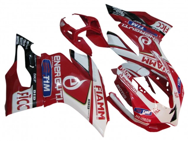Carenado Moto Ducati 1199 2011-2014 - Blanco Rojo Negro Brillante Fiamm 7