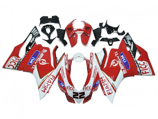 Carenado Moto Ducati 1199 2011-2014 - Blanco Rojo Negro Brillante Fiamm Ficc 22
