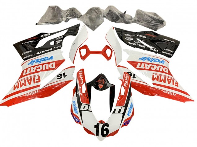 Carenado Moto Ducati Panigale 1199 2011-2014 - Blanco Rojo Negro Brillante Valsir Fiamm Ficc 16