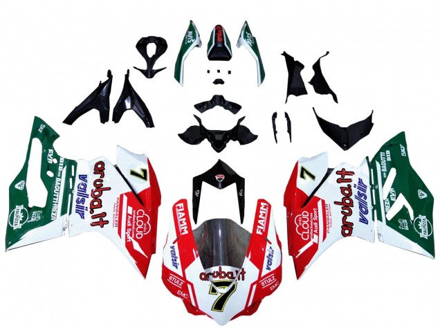 Carenado Moto Ducati 959/1299 2015-2020 - Blanco Rojo Verde Valsir Fiamm 7