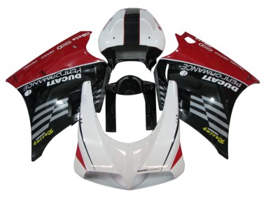 Carenado Moto Ducati 748/916/996/998 1993-2005 - Blanco Rojo Negro Brillante Carrera Performance