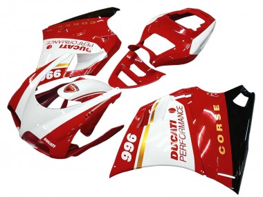Carenado Moto Ducati 996 1993-2005 - Blanco Rojo Oro Negro Brillante Corse Performance