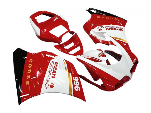 Carenado Moto Ducati 996 1993-2005 - Blanco Rojo Oro Negro Brillante Corse Performance