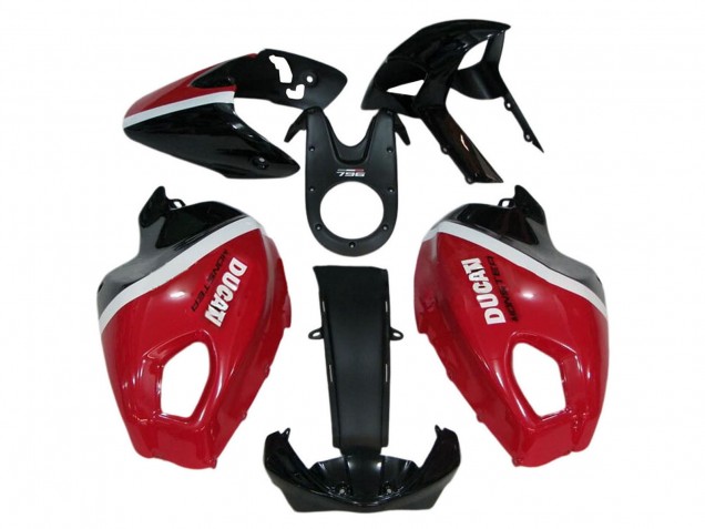 Carenado Moto Ducati Monster 696 796 1100 1100S 2008-2012 - Rojo Blanco Negro Brillante