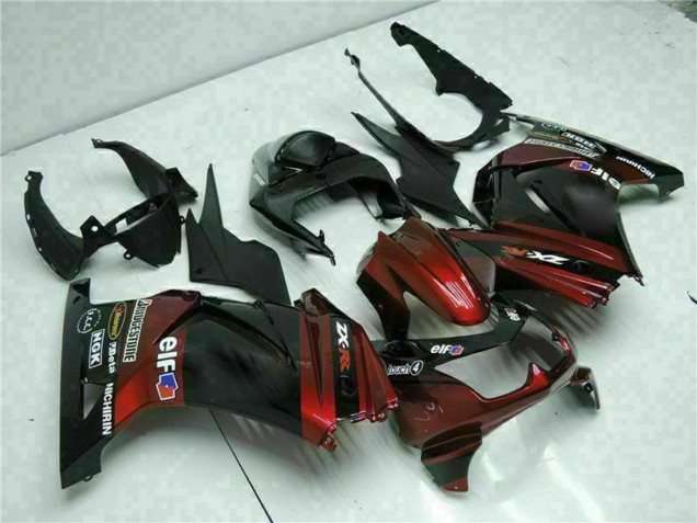 Carenado Moto Kawasaki EX250 2008-2012 - Negro Brillante Rojo Granate