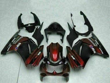 Carenado Moto Kawasaki EX250 2008-2012 - Negro Brillante Rojo Granate
