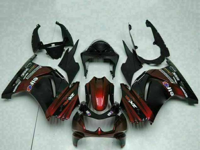 Carenado Moto Kawasaki EX250 2008-2012 - Negro Brillante Rojo Granate