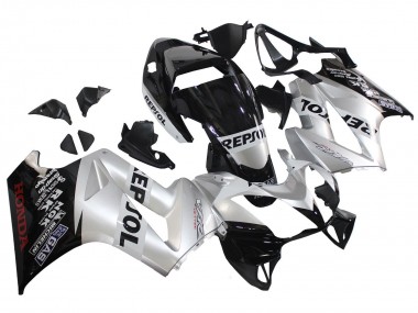 Carenado Moto Honda VFR 800 2002-2013 - Plata Negro Brillante Repsol
