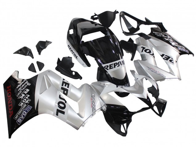 Carenado Moto Honda VFR 800 2002-2013 - Plata Negro Brillante Repsol