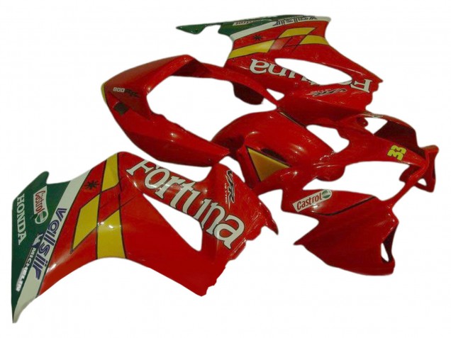 Carenado Moto Honda VFR 800 2002-2013 - Rojo Amarillo Verde Fortuna Castrol Valsir 33