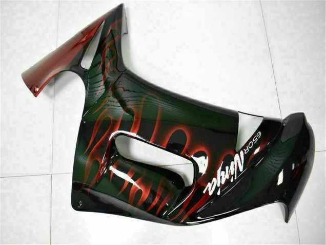 Carenado Moto Kawasaki EX650 2006-2008 - Negro Brillante Rojo Llama