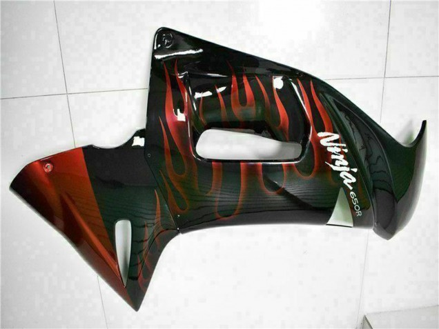 Carenado Moto Kawasaki EX650 2006-2008 - Negro Brillante Rojo Llama