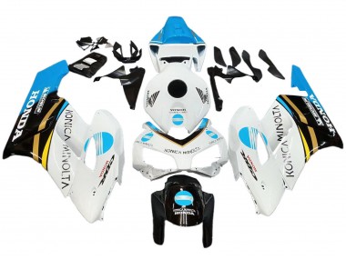 Carenado Moto Honda CBR1000RR 2004-2005 - Blanco Azul Claro Amarillo Negro Konica Minolta