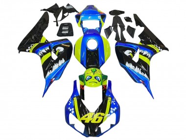 Carenado Moto Honda CBR1000RR 2006-2007 - Azul Fluorescent Verde Negro Brillante Tiburón 46