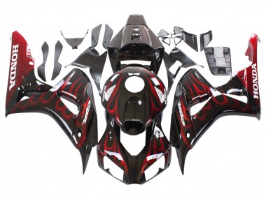 Carenados Moto Honda CBR1000RR 2006-2007 - Negro Brillante Rojo Llama