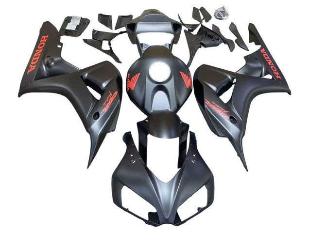 Carenado Moto Honda CBR1000RR 2006-2007 - Negro Mate Rojo Calcomanías