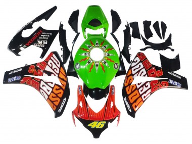 Carenado Moto Honda CBR1000RR 2008-2011 - Verde Naranja Negro Brillante Rossi Michelin 46