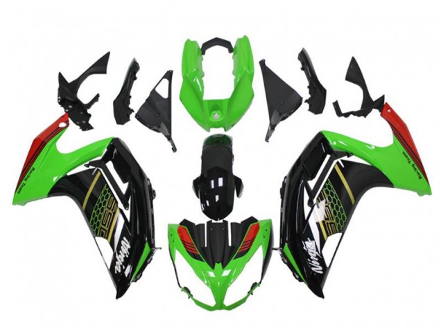 Carenado Moto Kawasaki EX650 2012-2016 - Verde Negro Brillante Rojo Honeycomb