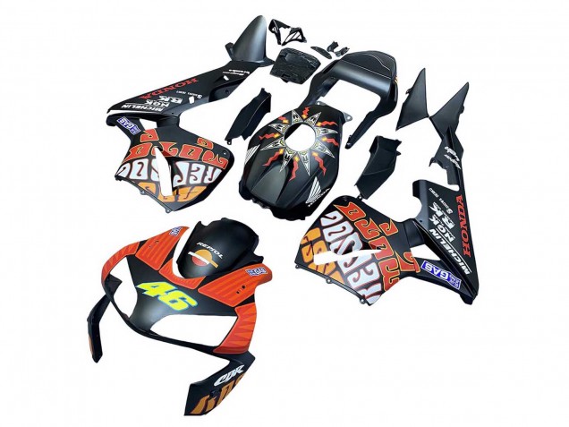 Carenado Moto Honda CBR600RR 2003-2004 - Negro Mate Naranja Repsol Rossi 46