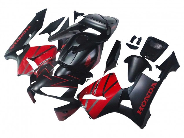 Carenado Moto Honda CBR600RR 2003-2004 - Rojo Negro Brillante Negro Mate