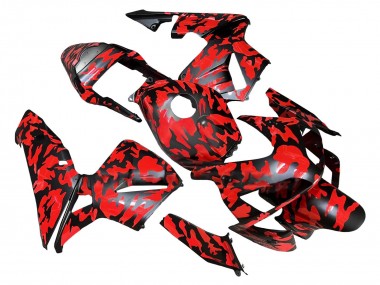 Carenado Moto Honda CBR600RR 2003-2004 - Negro Rojo Gris Camouflage