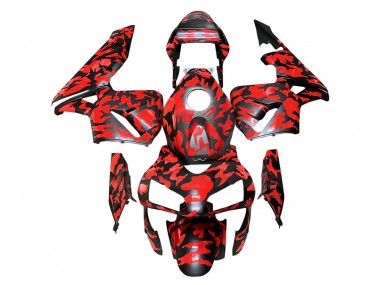 Carenado Moto Honda CBR600RR 2003-2004 - Negro Rojo Gris Camouflage