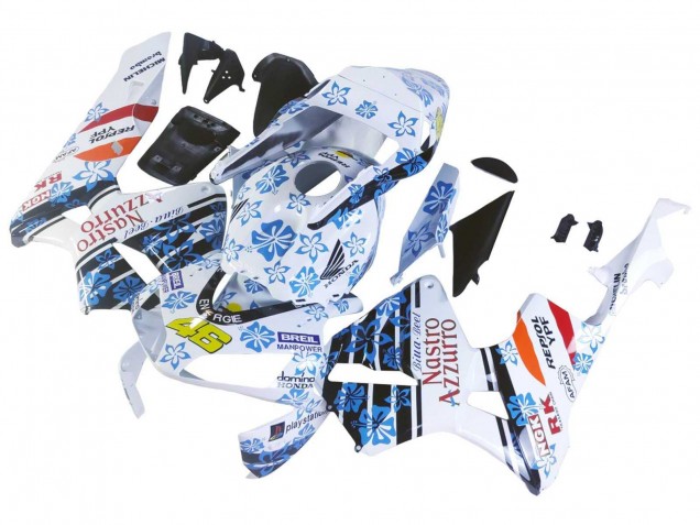 Carenado Moto Honda CBR600RR 2003-2004 - Blanco Azul Rojo Nastro Azzurro 46