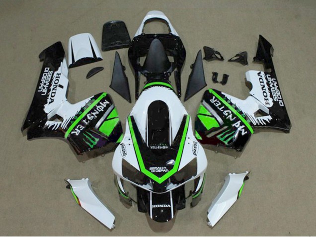 Carenado Moto Honda CBR600RR 2003-2004 - Blanco Verde Negro Brillante Monstruo